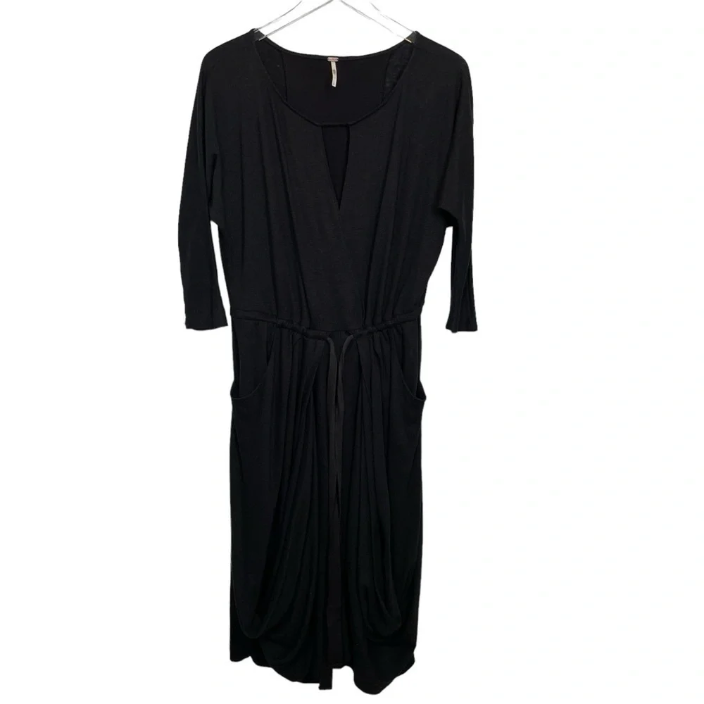 Free People Black Cut Out Tie Front Dress